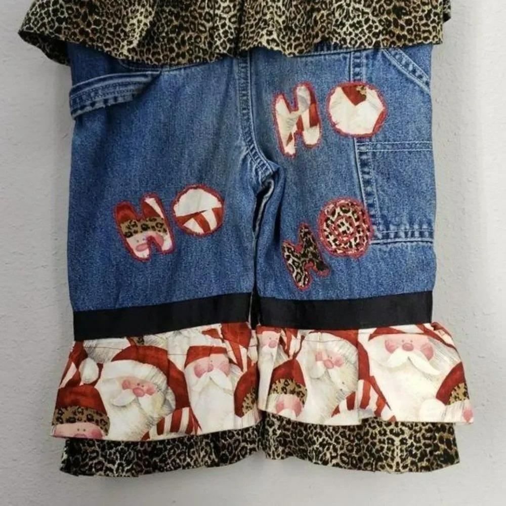 Baby Gap Santa Design Girls 12-18 Months Denim Overalls‎